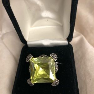 Sterling Silver Marcasite lite Green CZ